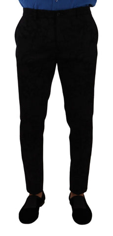 Black Brocade Skinny Formal Trouser Dress Pants