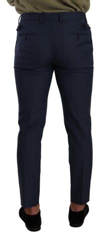 Dark Blue Wool Skinny Formal Dress Pants
