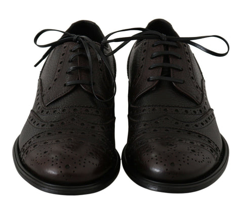 Brown Leather Wingtip Derby Formal Shoes