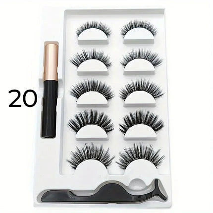 Magnetic Eyelashes Kit with Magnetic Liquid Eyeliner – Glue-Free Reusable Natural Fluffy False Lashes Set