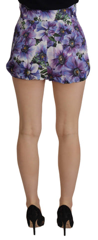 Purple Anemone High Waist Hot Pants Shorts