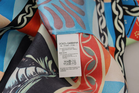 Multicolor Soldier Carretto Silk Top  T-shirt