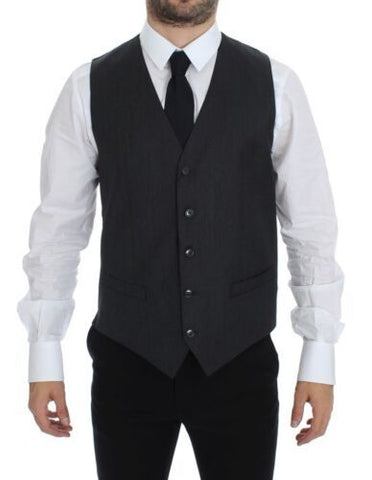 Gray Wool Formal Dress Vest Gilet Weste
