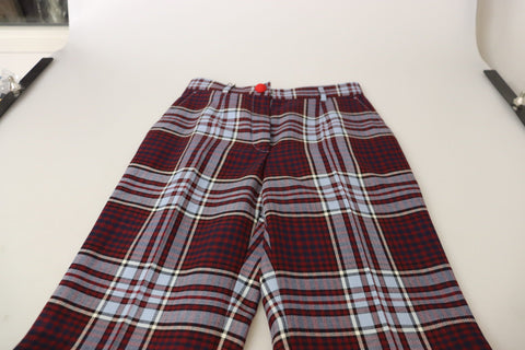 Gray Checked High Waist Cropped Trouser Pants