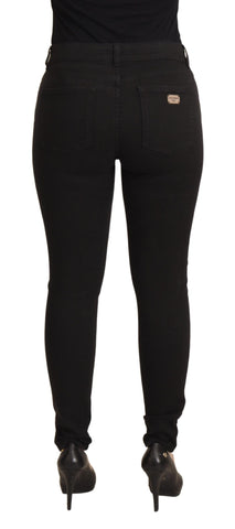 Black Mid Waist Skinny Denim Cotton Jeans
