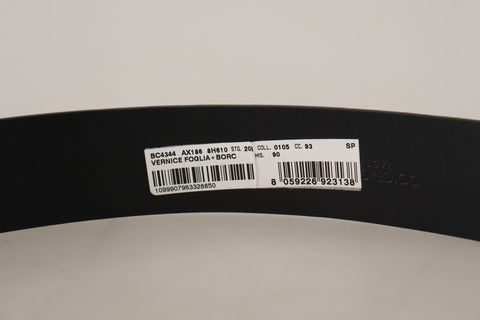 Blue Patent Leather Vernice Silver Logo Buckle Belt