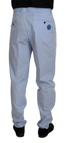 Blue Cotton Stretch Trousers Chinos Pants