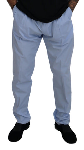 Blue Cotton Stretch Trousers Chinos Pants