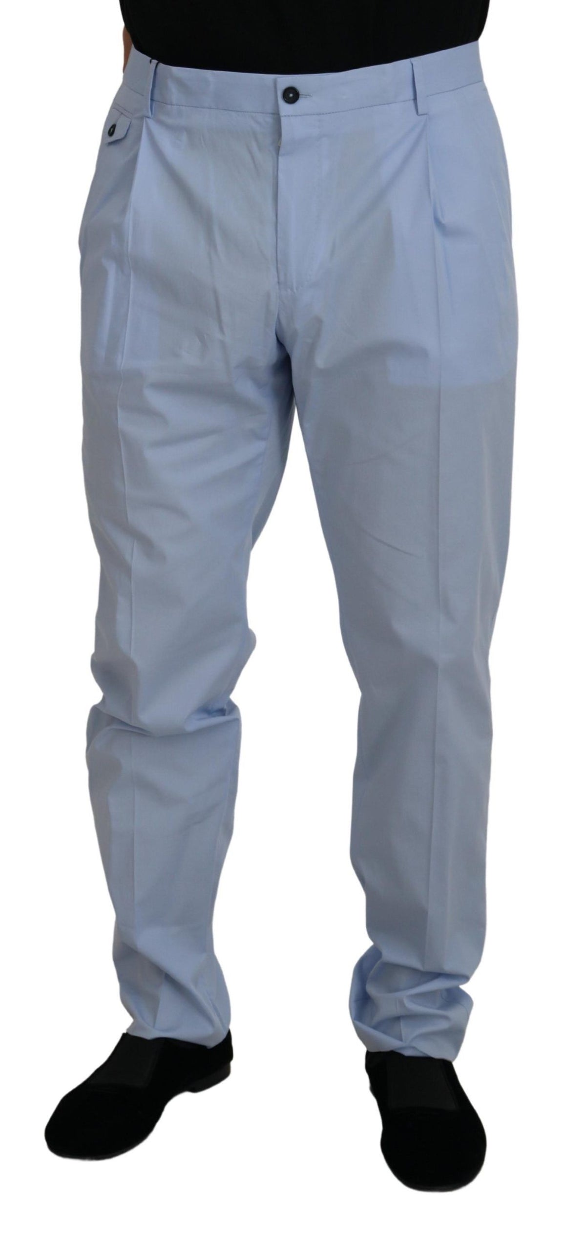 Blue Cotton Stretch Trousers Chinos Pants