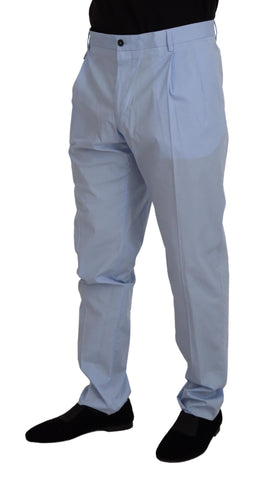 Blue Cotton Stretch Trousers Chinos Pants