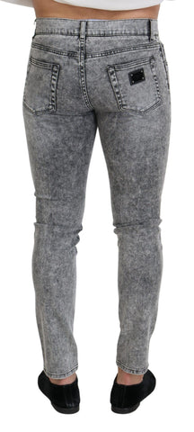 Gray Slim Fit Wash Stretch Cotton Denim Jeans
