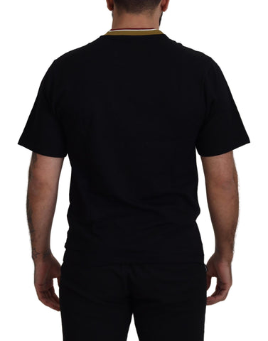 Black Cotton Embroidered Crewneck T-shirt