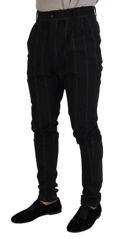Black Striped Men Trousers Cotton Pants
