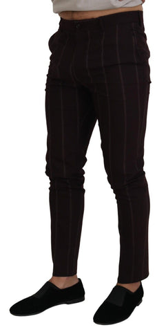 Brown Striped Men Trousers Cotton Pants