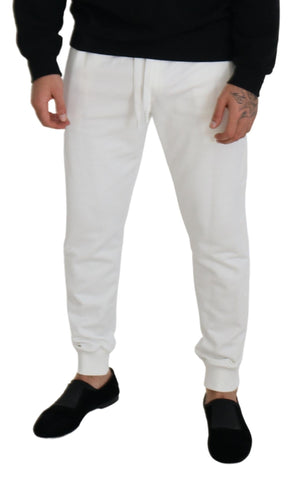 White Sport Logo Cotton Sweatpants Trousers Pants