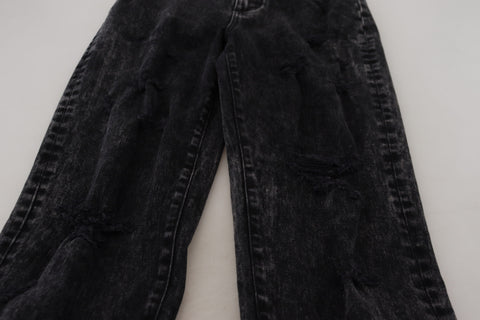 Black Washed Cotton High Waist Denim Jeans