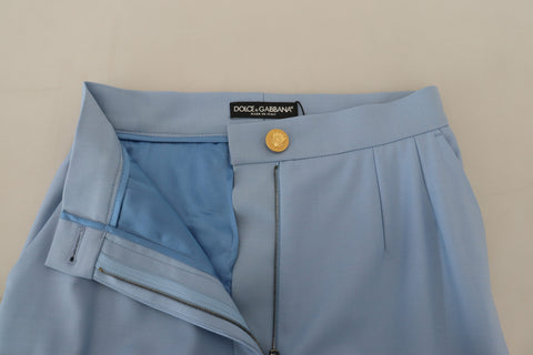 Light Blue Button Wide Leg Pants