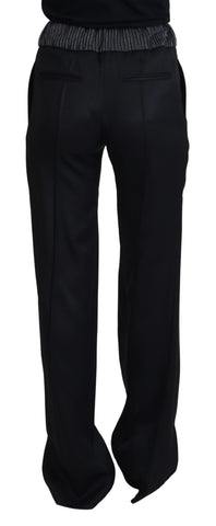 Black Straight Fit Cotton Pants