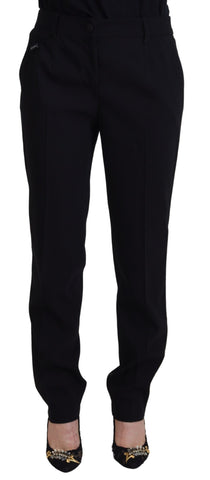 Black Tapered Women Wool Pants