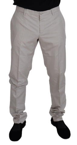 Off White Silk Mid Waist Chino Pants