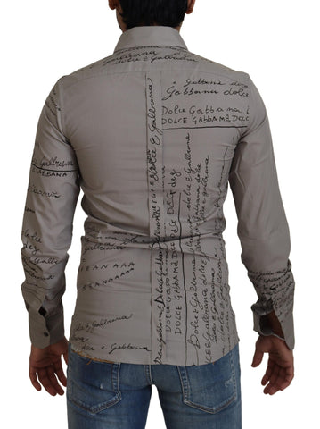 Gray Printed Cotton Slim Dress GOLD Shirt