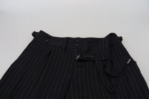 Black Wool Striped Chino Pants