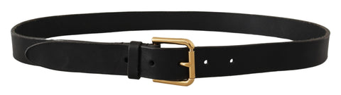Brown Classic Leather Gold Metal Buckle Belt