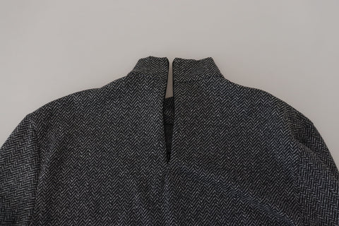 Dark Gray Nylon Turtleneck Pullover Sweater