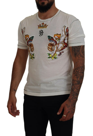 White Printed Short Sleeves Men T-shirt