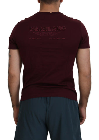 Maroon Printed Short Sleeves Men T-shirt