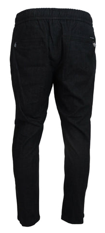 Grey Cotton Tapered Cotton Pants