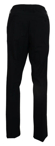 Black Wool Stretch Dress Formal Slim Fit Pant