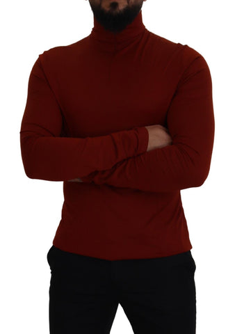 Maroon Cotton Turtle Neck Zip Sweater