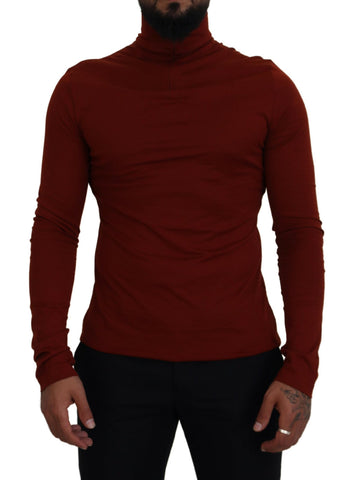 Maroon Cotton Turtle Neck Zip Sweater