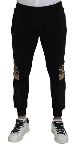 Black Polyester Skinny Jogger Men Pants