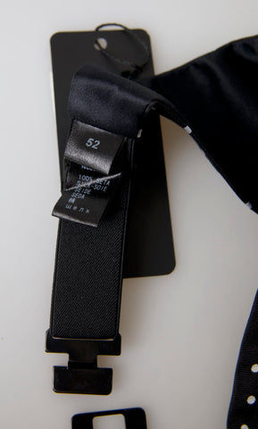 Black Silk Polka Waist Tuxedo Belt Cummerbund