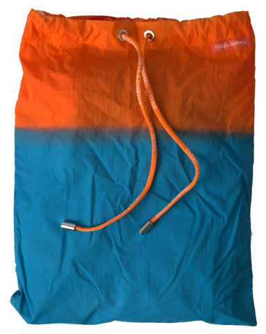 Pomarańczowo-niebieskie, gradientowe, plażowe spodenki kąpielowe