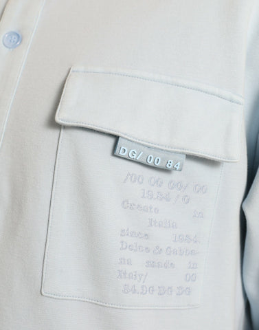 Light Blue Cotton Buttoned Pullover Sweater