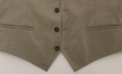 Beige Cotton Dress Vest Blazer Jacket