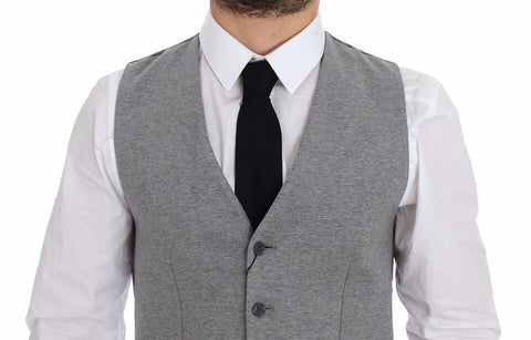 Gray Cotton Stretch Dress Vest Blazer