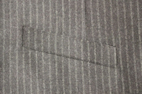 Gray Striped Wool Single Breasted Vest