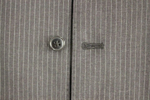 Gray Striped Wool Single Breasted Vest
