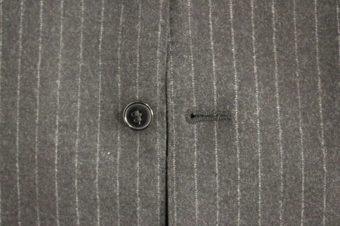 Gray Striped Wool Logo Vest Gilet Vests