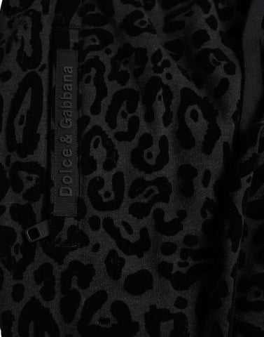 Black Leopard Cotton Slim Fit Jogger Pants