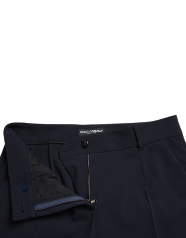 Blue Mid Waist Tapered Cropped Pants