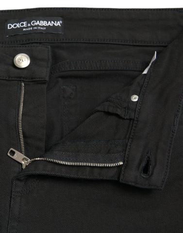 Black Cotton Mid Waist Skinny Denim Jeans