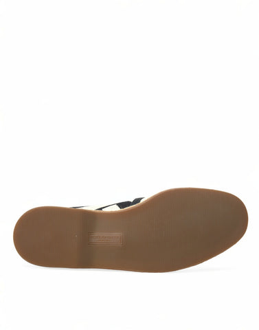 Beżowo-czarne, płócienne espadryle w paski, buty MONDELLO