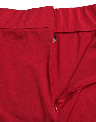 Red Stretch High Waist Cropped Leggings Pants