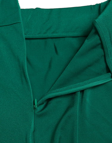 Green Nylon Stretch Slim Leggings Pants