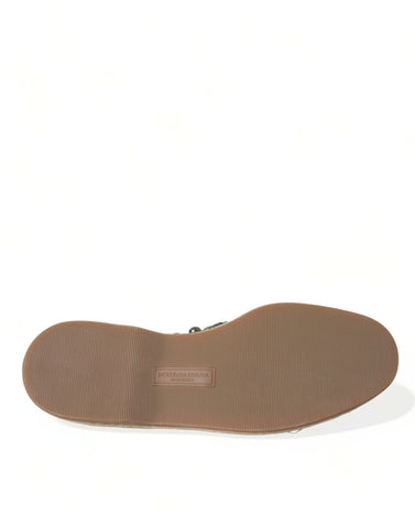 Szare lniane skórzane mokasyny z ćwiekami